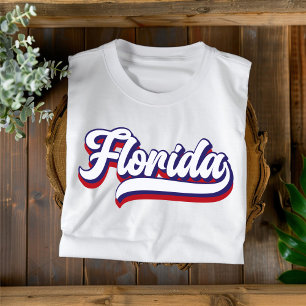 Florida Rot Weiß Blau Vintage Schrift T-Shirt