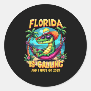 Florida ruft an und ich muss 2025 die Sommerwoben Runder Aufkleber