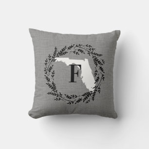 Florida Rustic Wreath Monogram Kissen Kissen