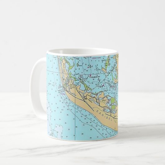Florida - Sanibel Captiva Nautical Chart Mug Kaffeetasse (Vorderseite Links)