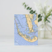  Florida - Sanibel Captiva Nautical Chart Postcard Postkarte (Stehend Vorderseite)