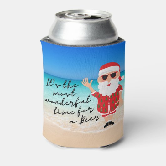 Florida Santa Wunderschöne Zeit für ein Bier Dosenkühler (Kanne Rückseite)