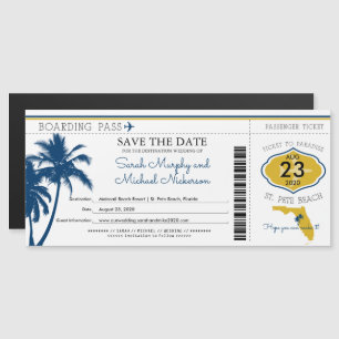 Florida Save the Date Boarding Pass Magneteinladung