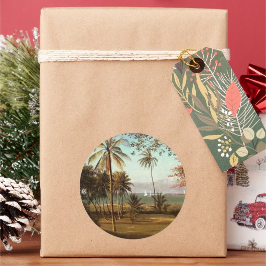 Florida Scene, Kunstmalerei, Runder Aufkleber (Feiertag)