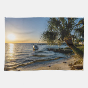 Florida schiefe Palme Sonnenuntergang Küchenhandtu Geschirrtuch