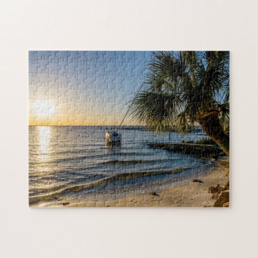 Florida schiefe Palme Sonnenuntergang Puzzle (Horizontal)
