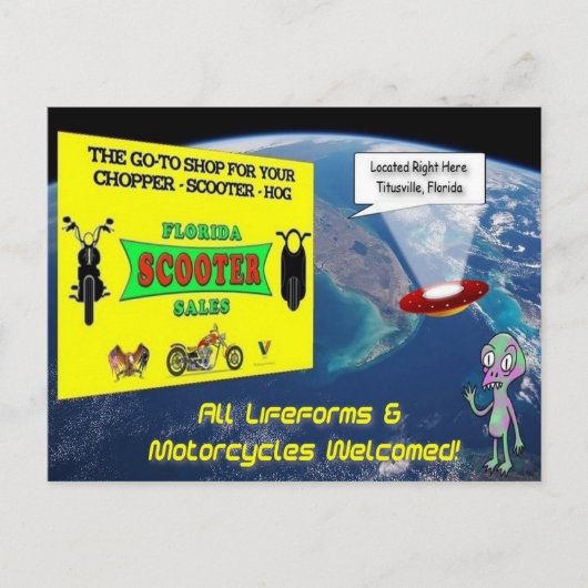 Florida Scooter Sales Alien Postcard Postkarte (Vorderseite)