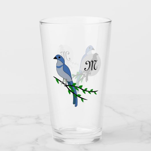 Florida Scrub Jay Monogram Glas (Vorderseite)