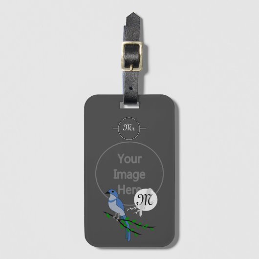 Florida Scrub Jay Monogram Wappen Gepäckanhänger (Vorderseite Vertikal)