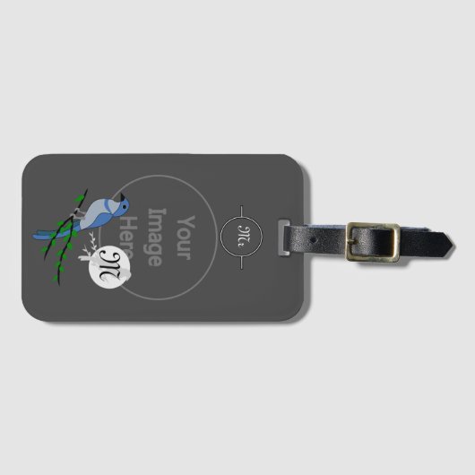 Florida Scrub Jay Monogram Wappen Gepäckanhänger (Vorderseite (Horizontal))