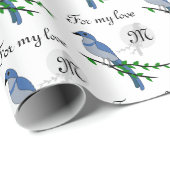 Florida Scrub Jay Monogram Wappen Geschenkpapier (Rolleneckpunkt)