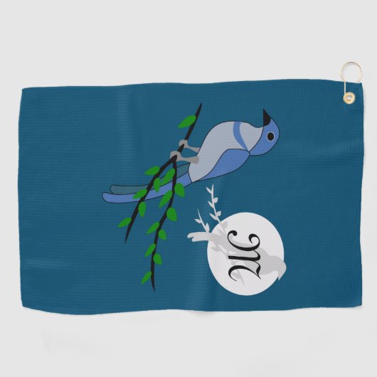 Florida Scrub Jay Monogram Wappen Golfhandtuch (Horizontal)