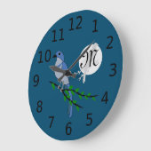 Florida Scrub Jay Monogram Wappen Große Wanduhr (Winkel)