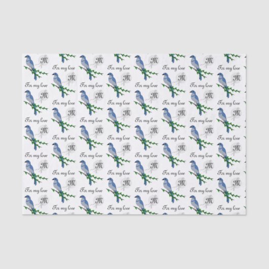 Florida Scrub Jay Monogram Wappen Seidenpapier (Vorderseite)