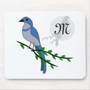 Florida Scrub Jay Monogramm Mousepad