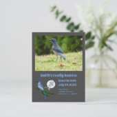 Florida Scrub Jay Wiedersehen Monogram Foto Einladungspostkarte (Stehend Vorderseite)