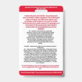 Florida SDiT (Service Dog In Training) Info-Abzeic Ausweis (Rückseite)