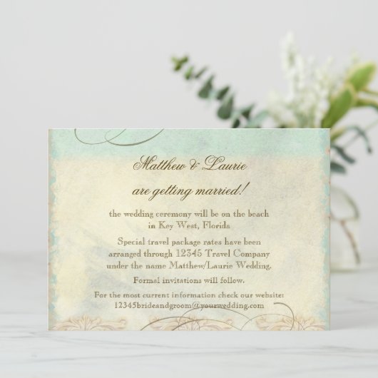 Florida Sea Turtle Moderner Küstenstrand Save The Date (Stehend Vorderseite)