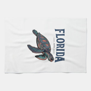 Florida Sea Turtle Vintage Engraving Grafik_1 Geschirrtuch