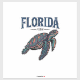 Florida-Seeschildkröte Vintage-Stich Grafik_1 Aufkleber