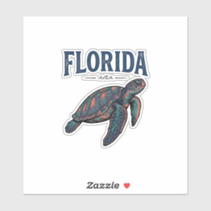 Florida-Seeschildkröte Vintage-Stich Grafik_1 Aufkleber