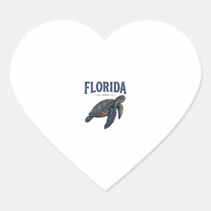 Florida-Seeschildkröte Vintage-Stich Grafik_1 Herz-Aufkleber