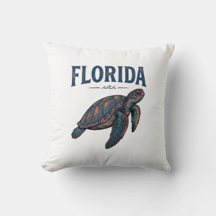 Florida-Seeschildkröte Vintage-Stich Grafik_1 Kissen