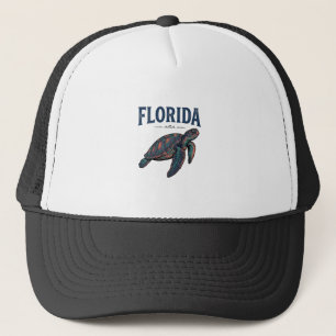 Florida-Seeschildkröte Vintage-Stich Grafik_1 Truckerkappe