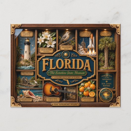 Florida Shadow Box 3D Figurine Staat Postkarte (Vorderseite)