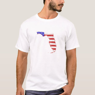 Florida Shaped American Flag Patriotic Floridian T-Shirt