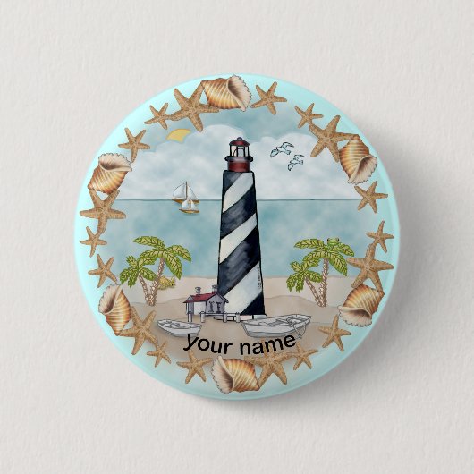 Florida Shells Leuchtturm Pin-Button Button (Vorderseite)