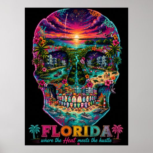 Florida-Skull-Kunstposter - State of Mind Poster (Vorne)