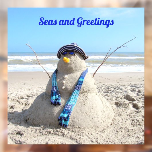 Florida Snowman - Fenster zur Skulptur am Strand Fensteraufkleber (Blatt 2)