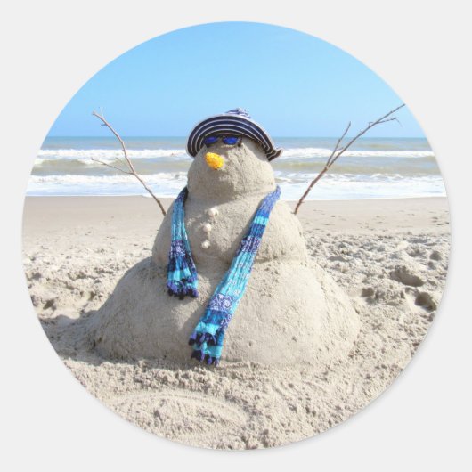 Florida Snowman Stickers - Sandskulptur - Strand (Vorderseite)