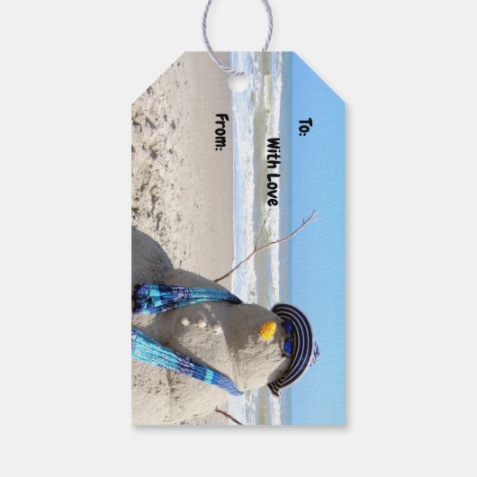 Florida Snowman - Strand - Weihnachtsgeschenk-Tag Geschenkanhänger (Rückseite)