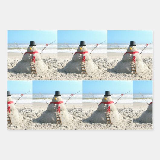 Florida Snowman und Elf - Papierblätter zum Umschl Geschenkpapier Set (Vorderseite 2)