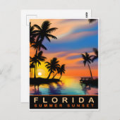 Florida, Sommersonne mit Palmen, Reisen Postkarte (Vorne/Hinten)