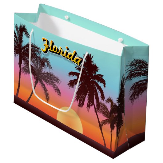 Florida-Sonnenuntergang Große Geschenktüte (Vorderseite Schrägansicht)