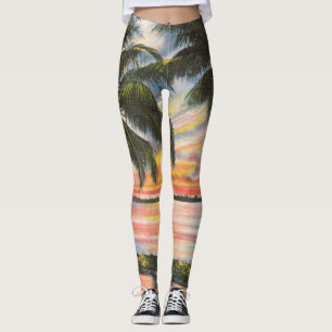 Florida-Sonnenuntergang mit farbenfrohen Palmen Leggings