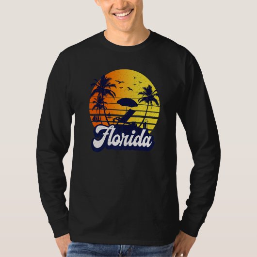 Florida Sonnenuntergangsstrand Retro Premium T-Shirt (Vorderseite)