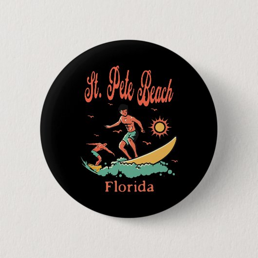 Florida St. Pete Beach Fl Surfer Surfen Angeln P Button (Vorderseite)