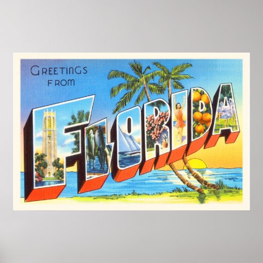 Florida Staat # 2 FL Old Vintage Travel Souvenir Poster (Vorne)