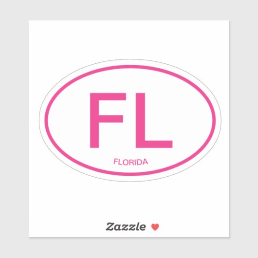 Florida Staat Code oval vinylcar Aufkleber - FL (Blatt)