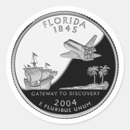 Florida Staat Imitate Quarter Runder Aufkleber (Vorderseite)