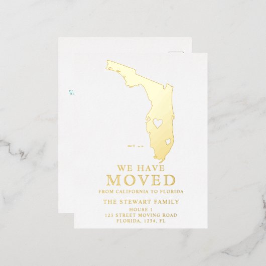 Florida Staat Karte Herz Zuhause bewegen Gold (Vorderseite/Rückseite)