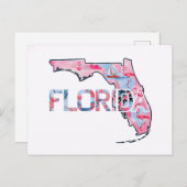 Florida Staat Karte Kontur Form rosa Flamingos (Vorne/Hinten)