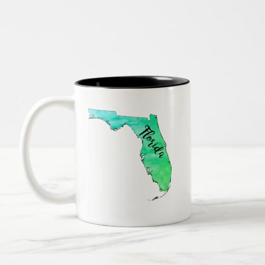 Florida Staat Karte Wasserfarbe Zweifarbige Tasse (Links)