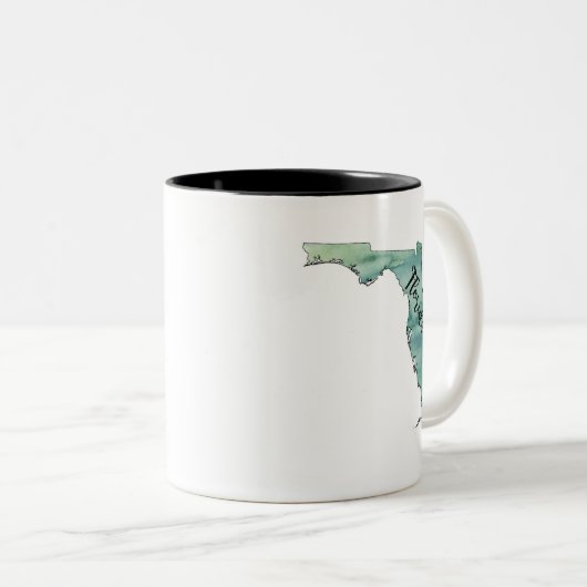 Florida Staat Karte Wasserfarbe Zweifarbige Tasse (VorderseiteRechts)