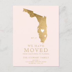 Florida Staat Landkarte Rosa Goldene Zuhause Ankündigungspostkarte