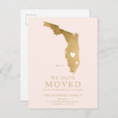 Florida Staat Landkarte Rosa Goldene Zuhause Ankündigungspostkarte (Vorne/Hinten)